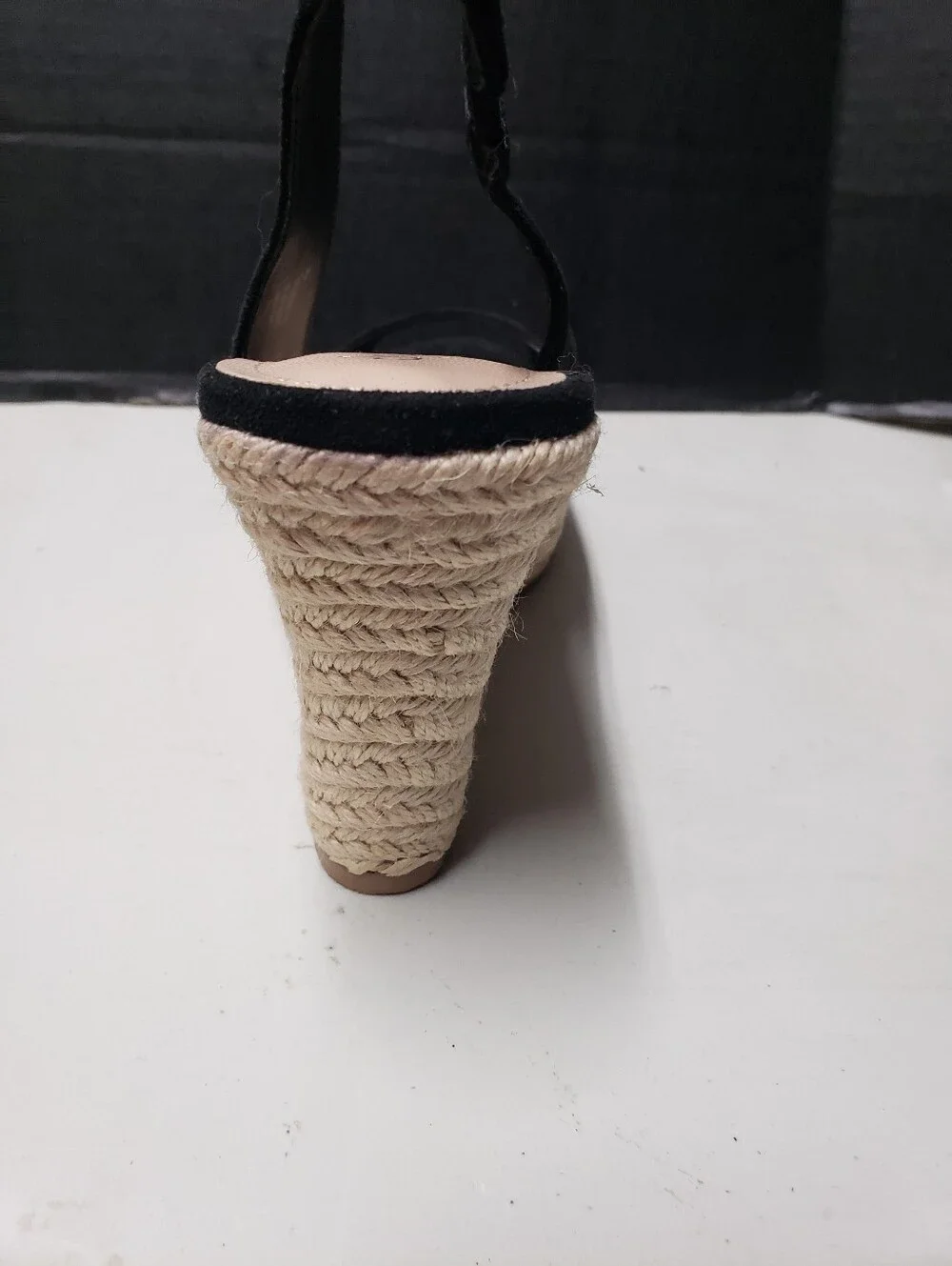 Charles David Black Suede Espadrille Wedge Slingback